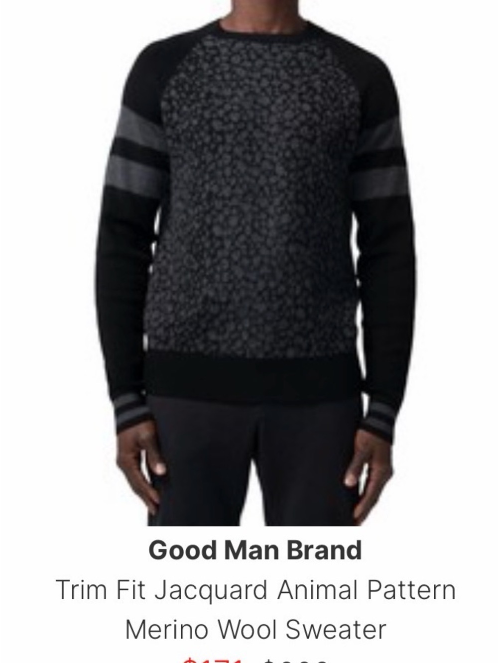 Good Man Brand Black & Gray Jacquard Crewneck Sweater